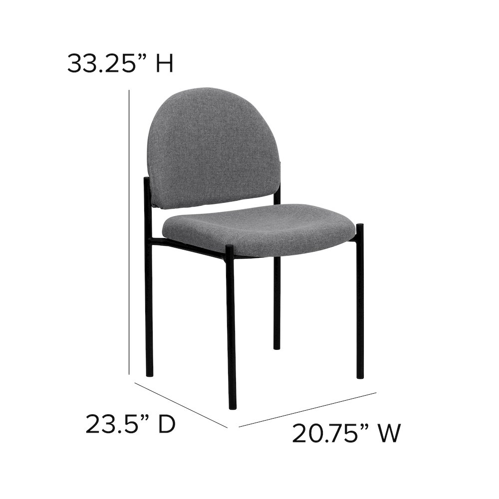 Comfort Gray Fabric Stackable Steel Side Reception Chair. Picture 6