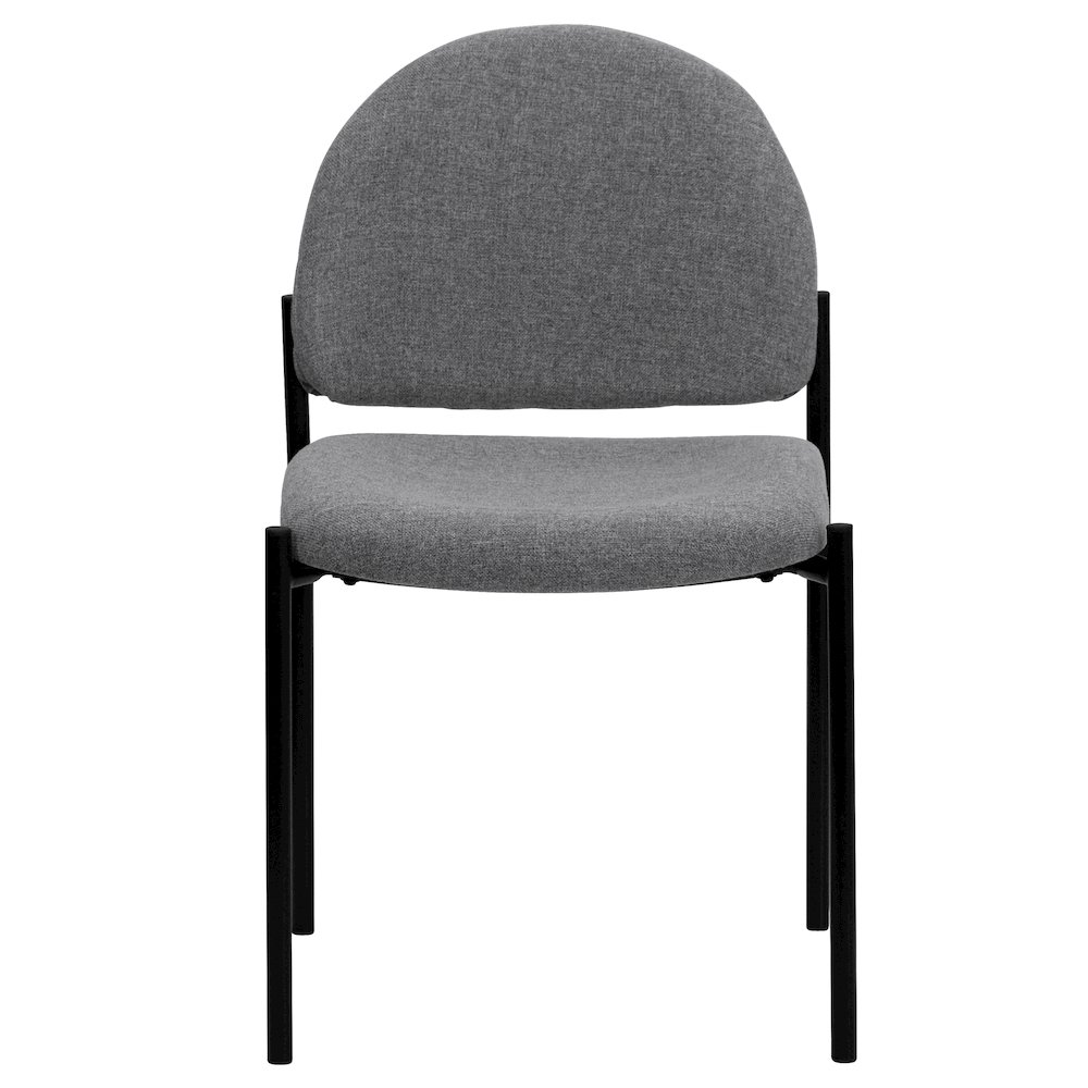 Comfort Gray Fabric Stackable Steel Side Reception Chair. Picture 10