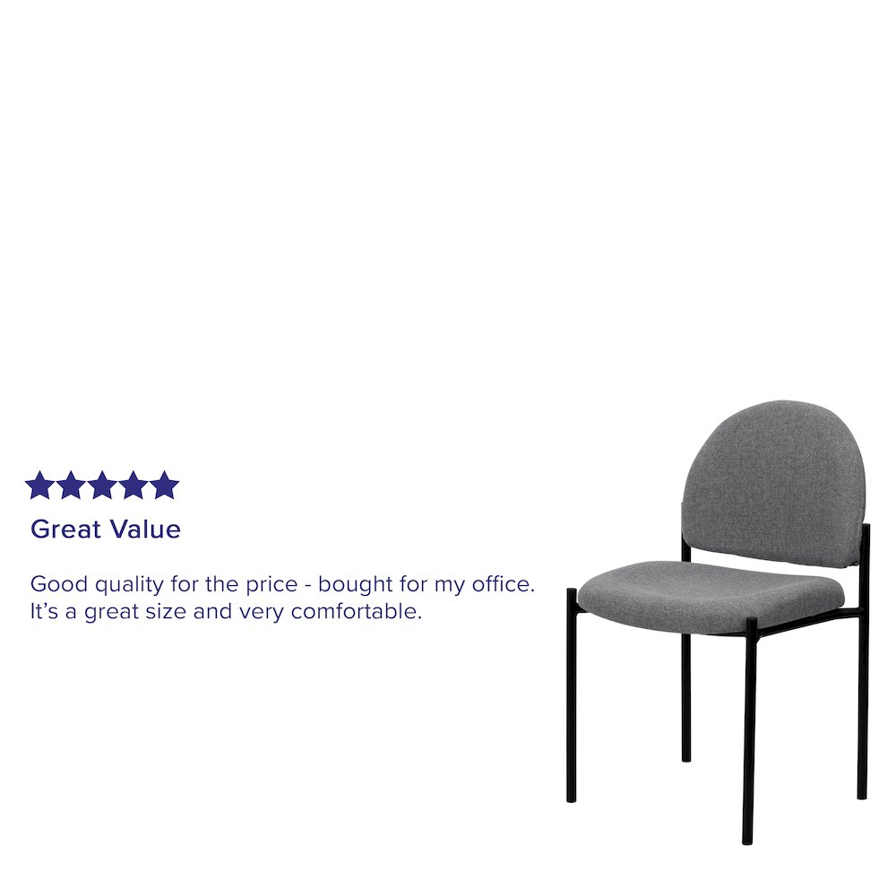 Comfort Gray Fabric Stackable Steel Side Reception Chair. Picture 4