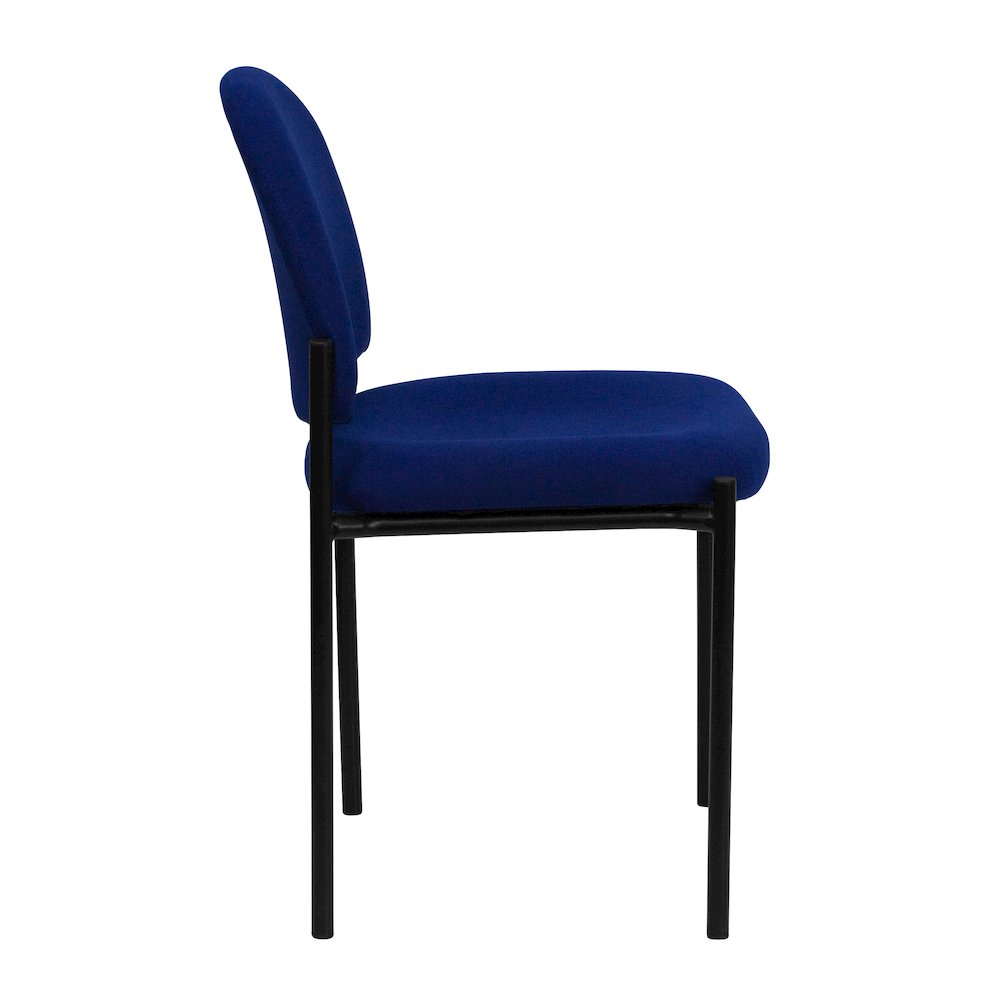 Comfort Navy Fabric Stackable Steel Side Reception Chair. Picture 3