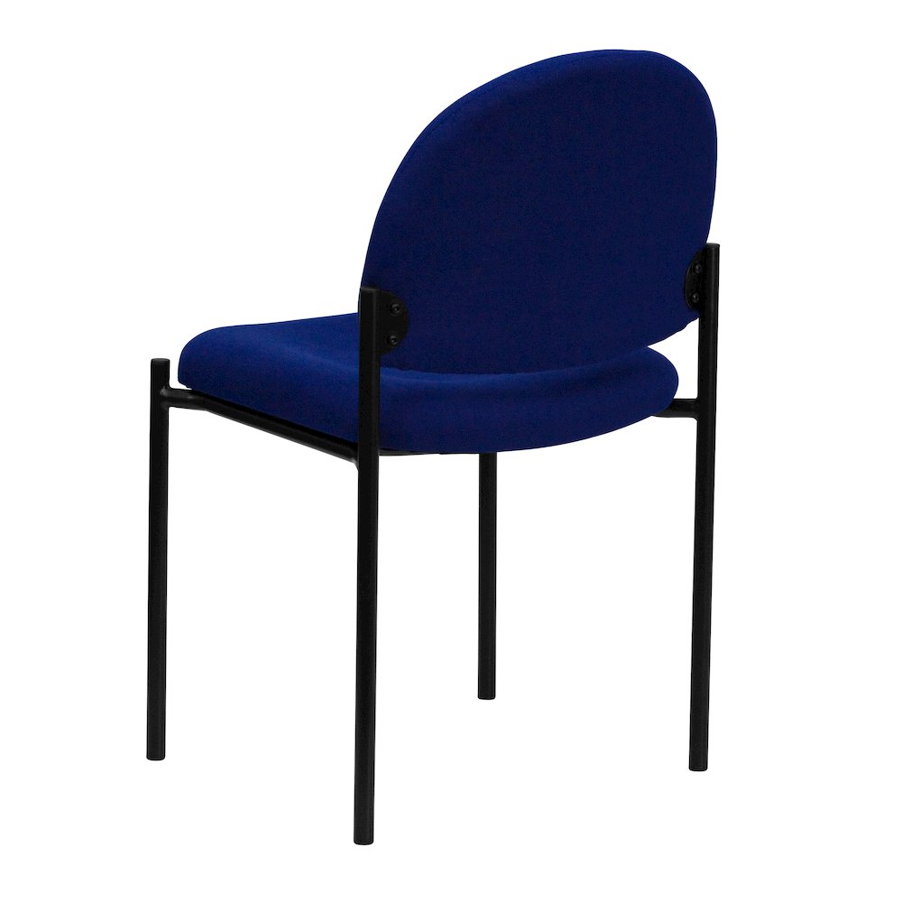 Comfort Navy Fabric Stackable Steel Side Reception Chair. Picture 2