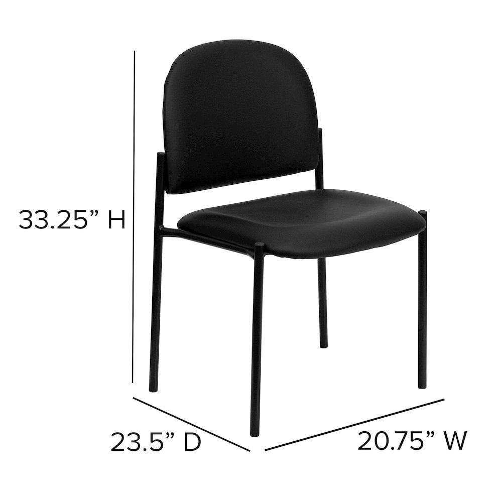 Comfort Black Vinyl Stackable Steel Side Reception Chair. Picture 6