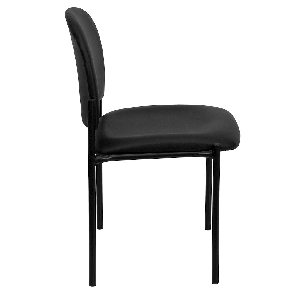 Comfort Black Vinyl Stackable Steel Side Reception Chair. Picture 9