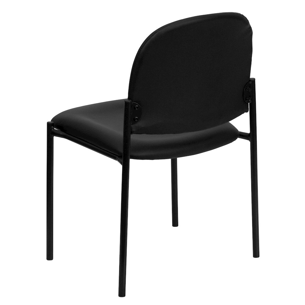 Comfort Black Vinyl Stackable Steel Side Reception Chair. Picture 7