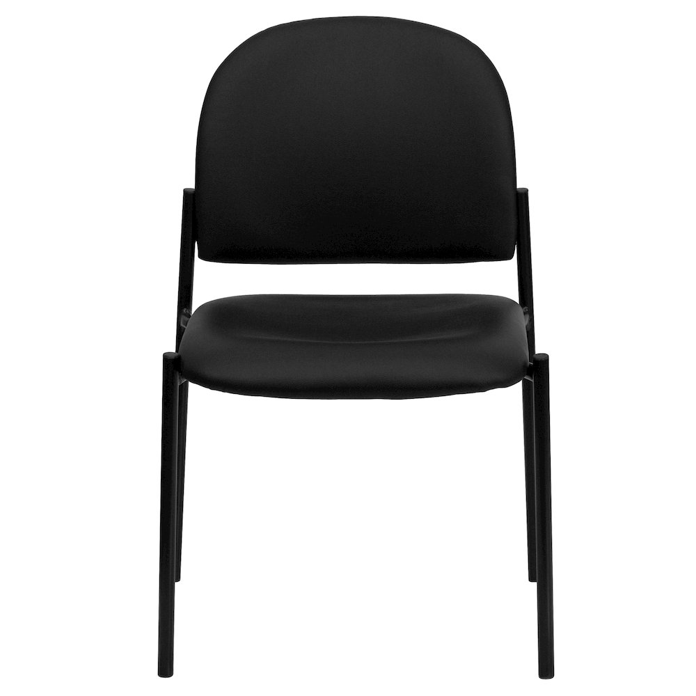 Comfort Black Vinyl Stackable Steel Side Reception Chair. Picture 10