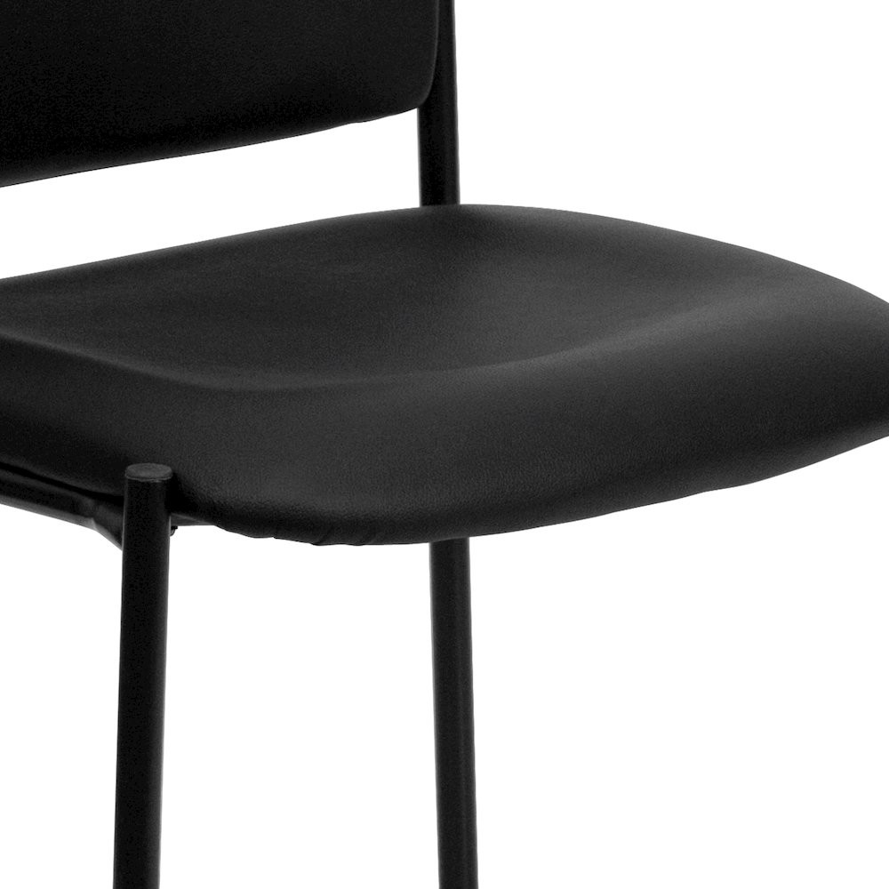 Comfort Black Vinyl Stackable Steel Side Reception Chair. Picture 11