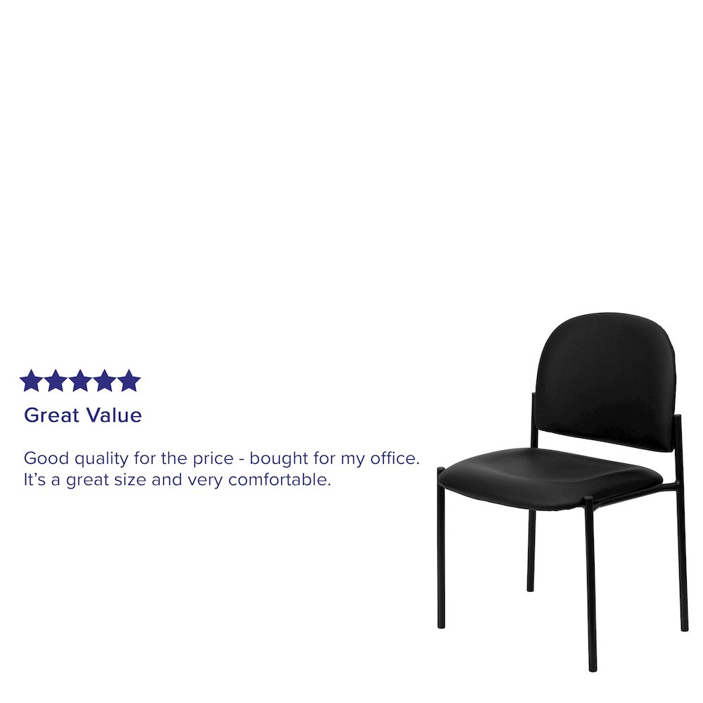 Comfort Black Vinyl Stackable Steel Side Reception Chair. Picture 4