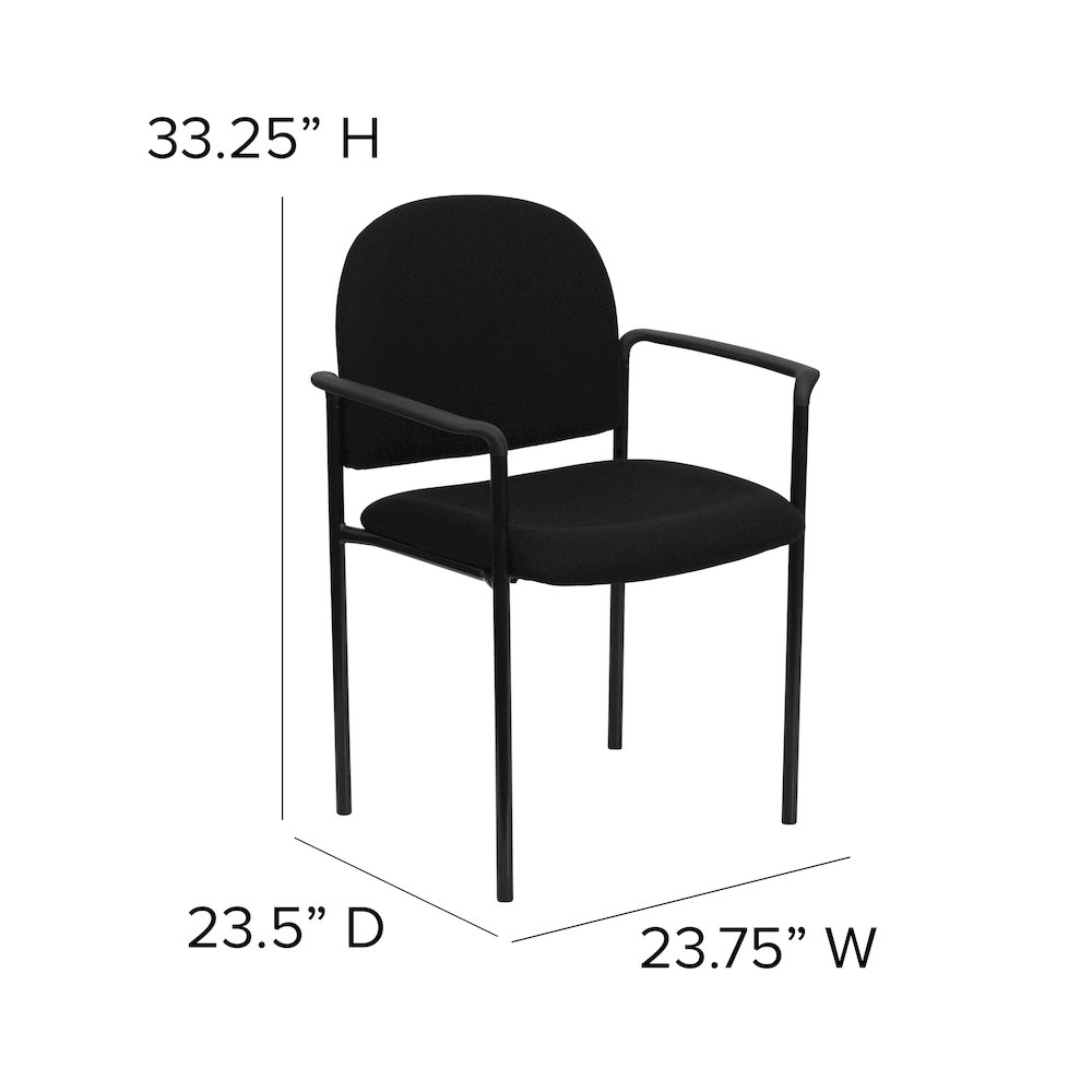 Comfort Black Fabric Stackable Steel Side Reception Chair with Arms. Picture 6