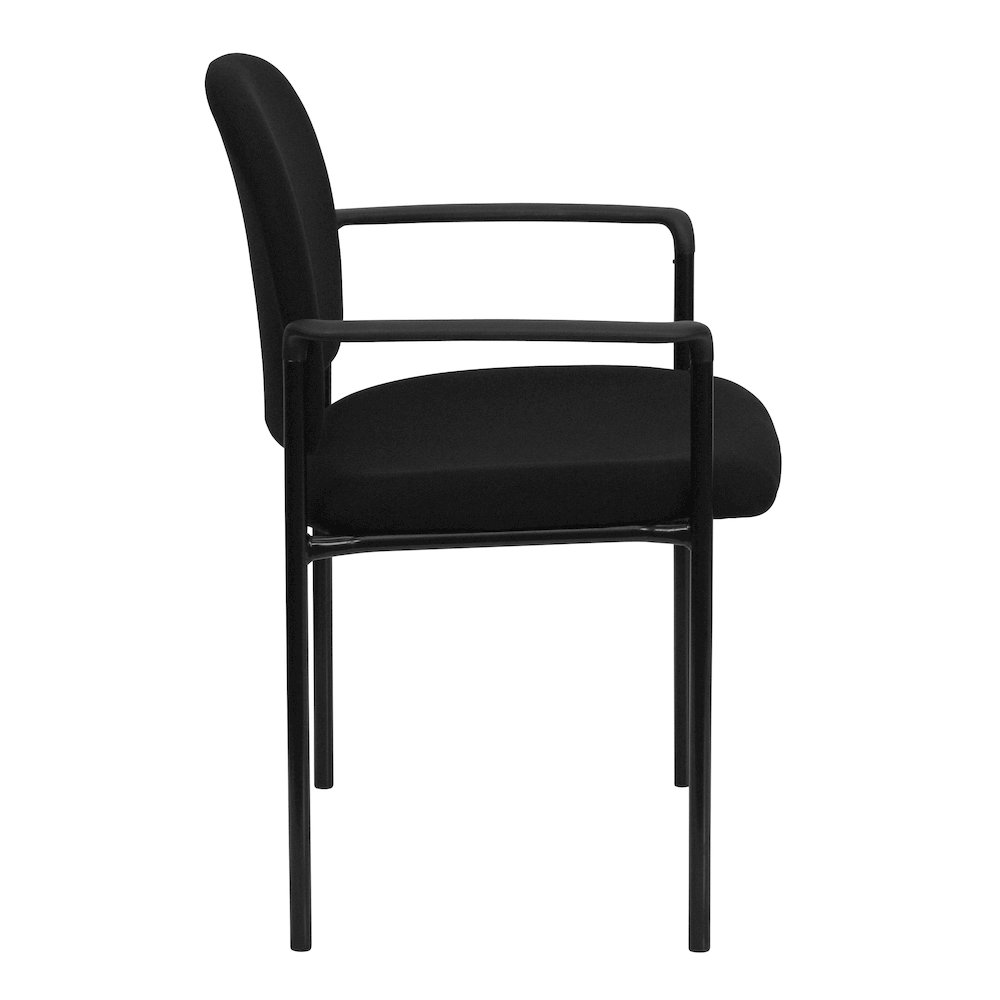 Comfort Black Fabric Stackable Steel Side Reception Chair with Arms. Picture 9
