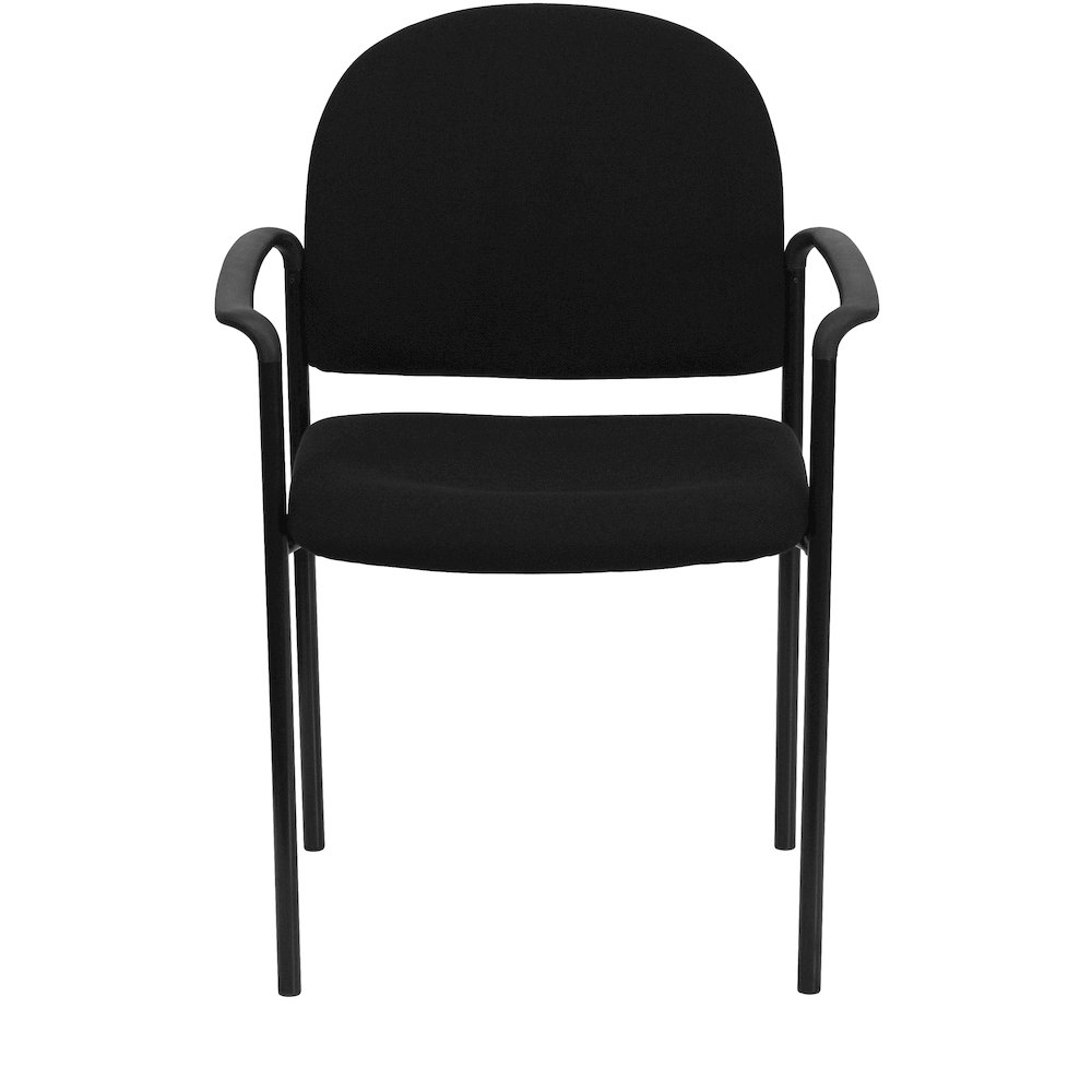 Comfort Black Fabric Stackable Steel Side Reception Chair with Arms. Picture 10