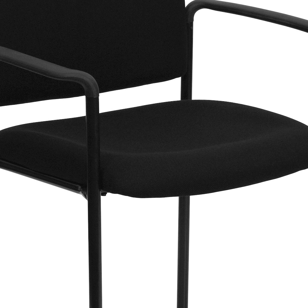 Comfort Black Fabric Stackable Steel Side Reception Chair with Arms. Picture 8