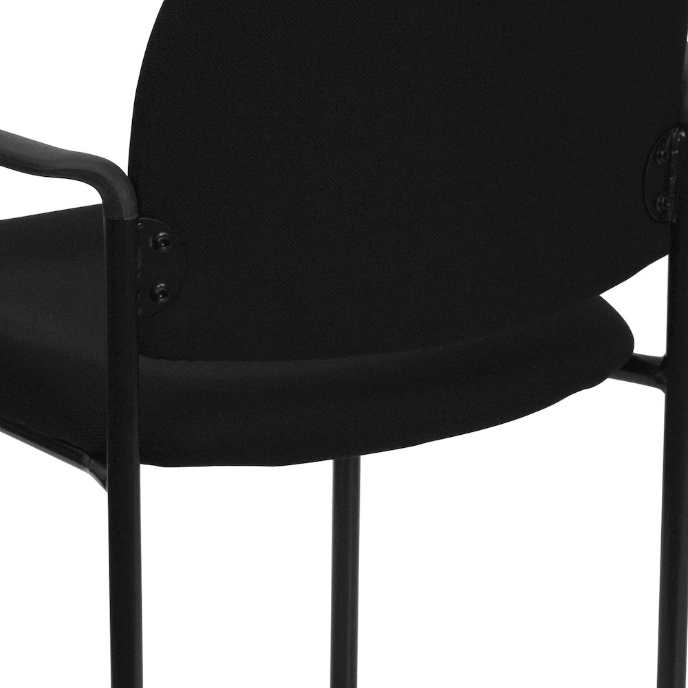 Comfort Black Fabric Stackable Steel Side Reception Chair with Arms. Picture 11