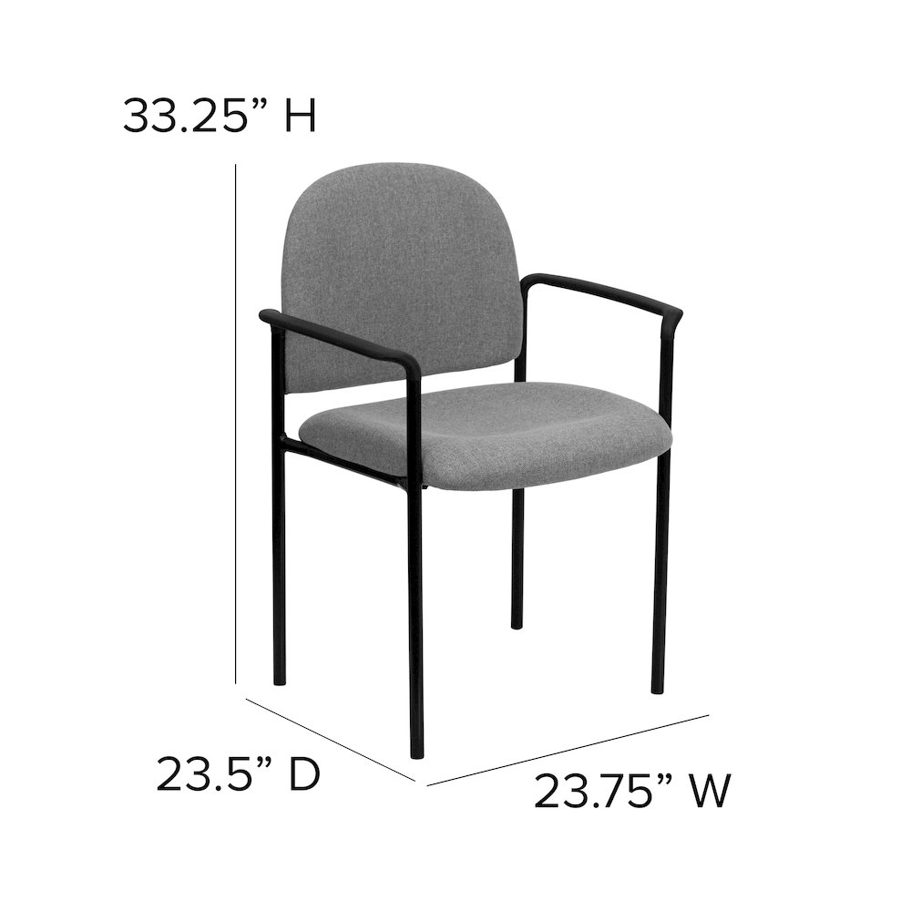 Comfort Gray Fabric Stackable Steel Side Reception Chair with Arms. Picture 6