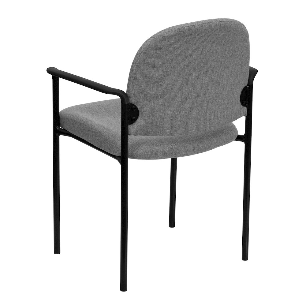 Comfort Gray Fabric Stackable Steel Side Reception Chair with Arms. Picture 7