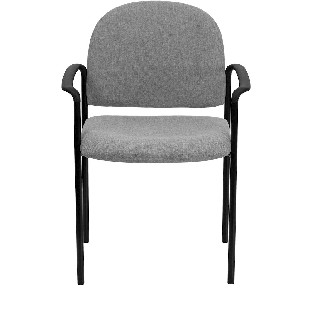 Comfort Gray Fabric Stackable Steel Side Reception Chair with Arms. Picture 10