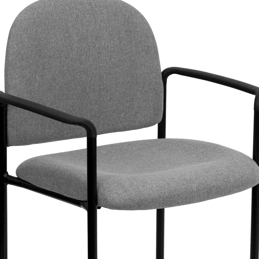 Comfort Gray Fabric Stackable Steel Side Reception Chair with Arms. Picture 8