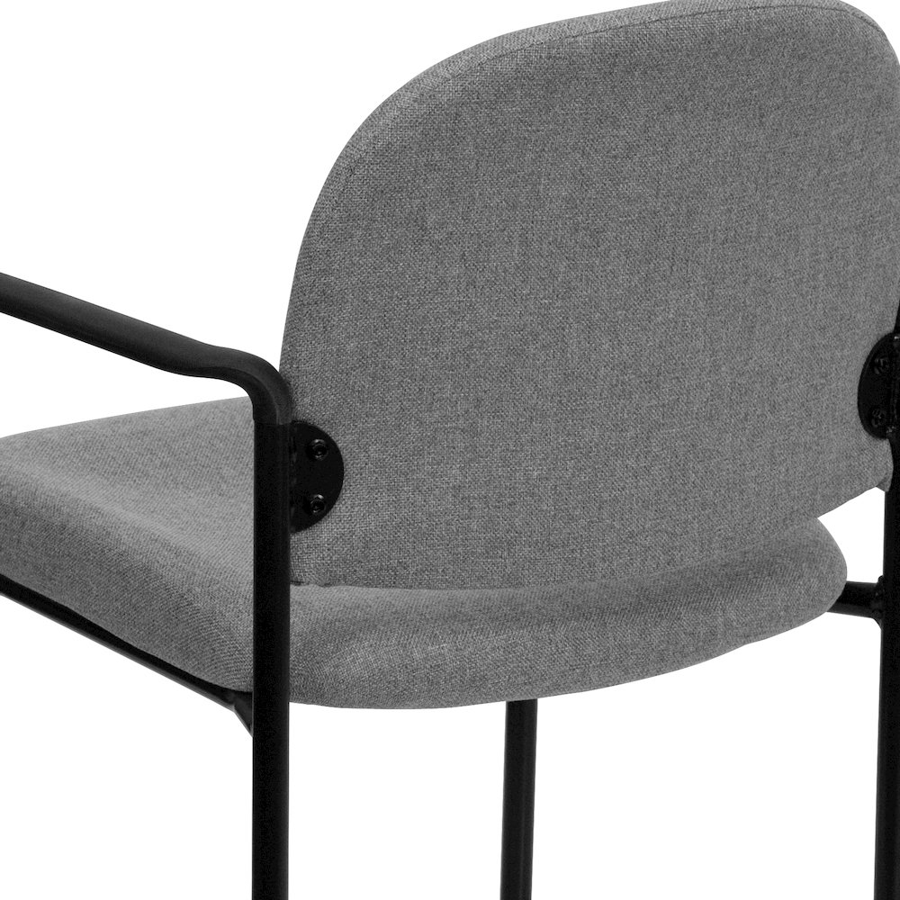 Comfort Gray Fabric Stackable Steel Side Reception Chair with Arms. Picture 11