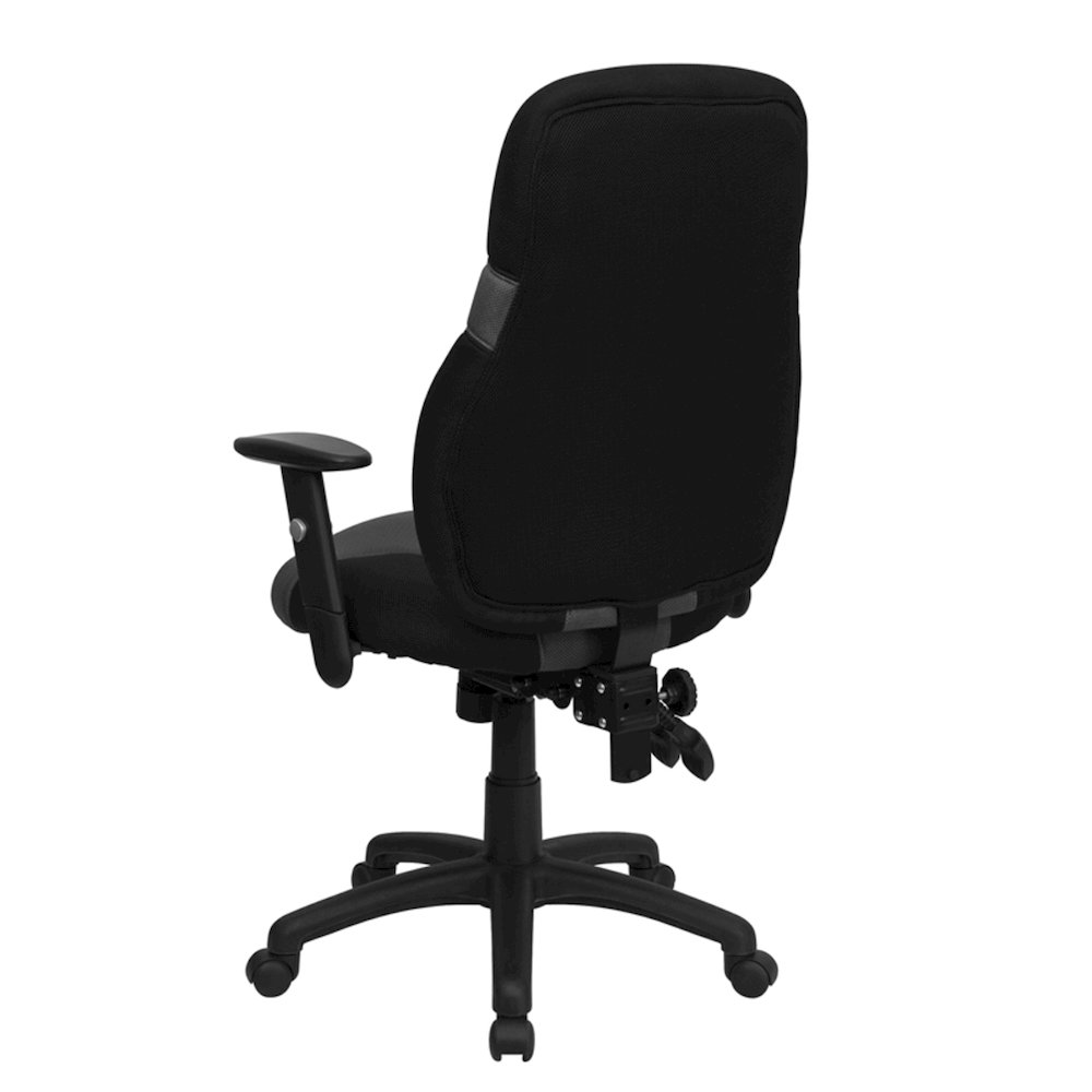 High Back Black and Gray Mesh Swivel Task Office Chair with Adjustable Arms. Picture 8