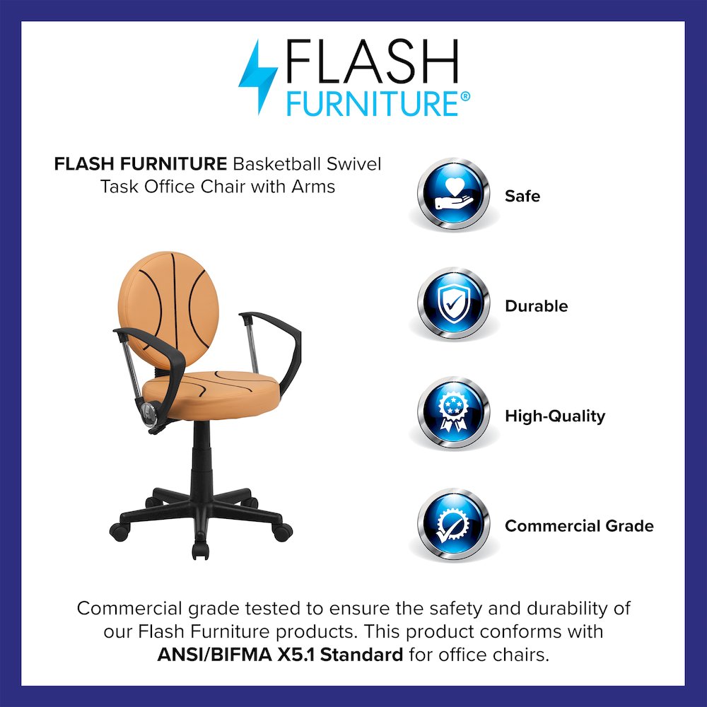 Basketball Swivel Task Office Chair with Arms. Picture 4