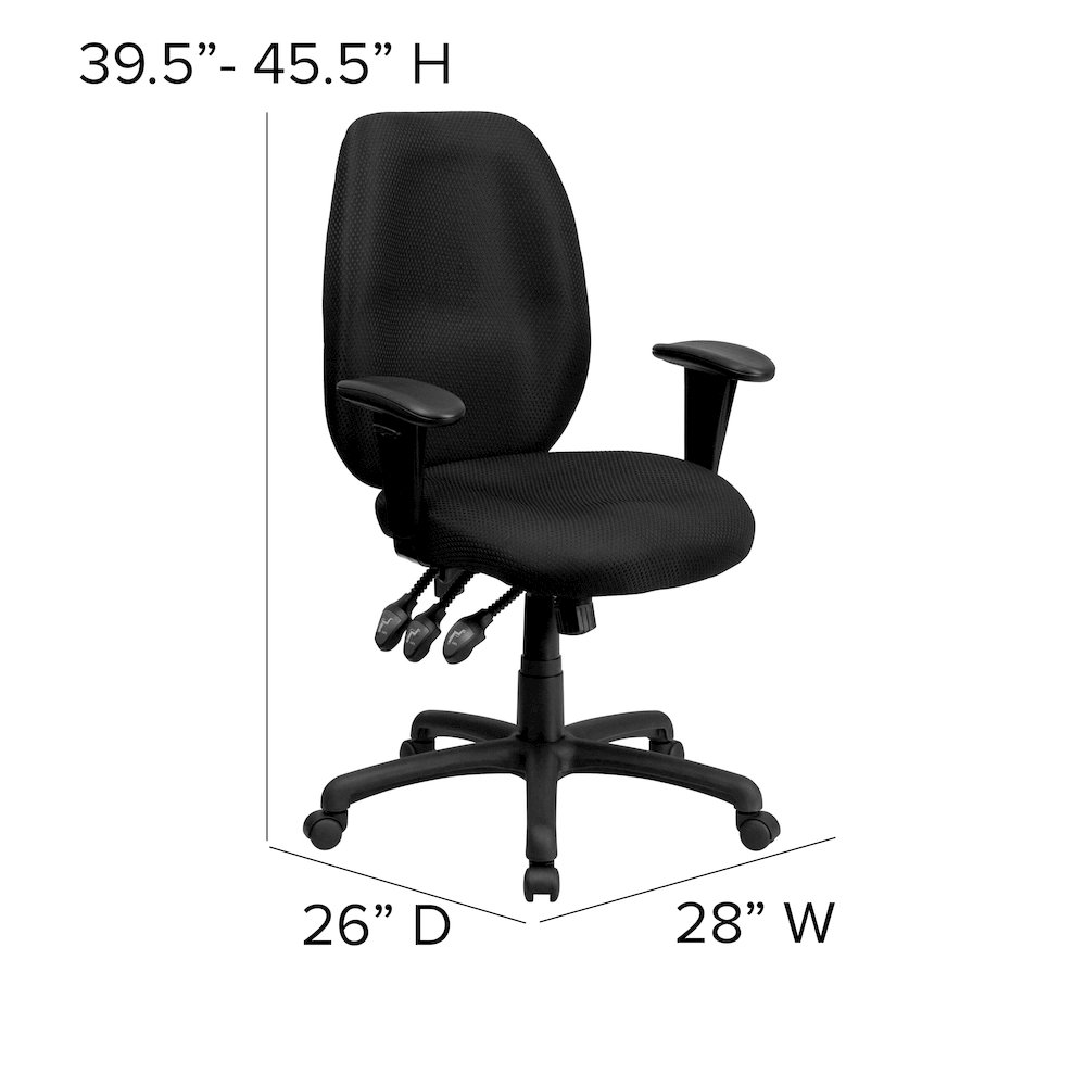 High Back Black Fabric Multifunction Executive Swivel Office Chair. Picture 6