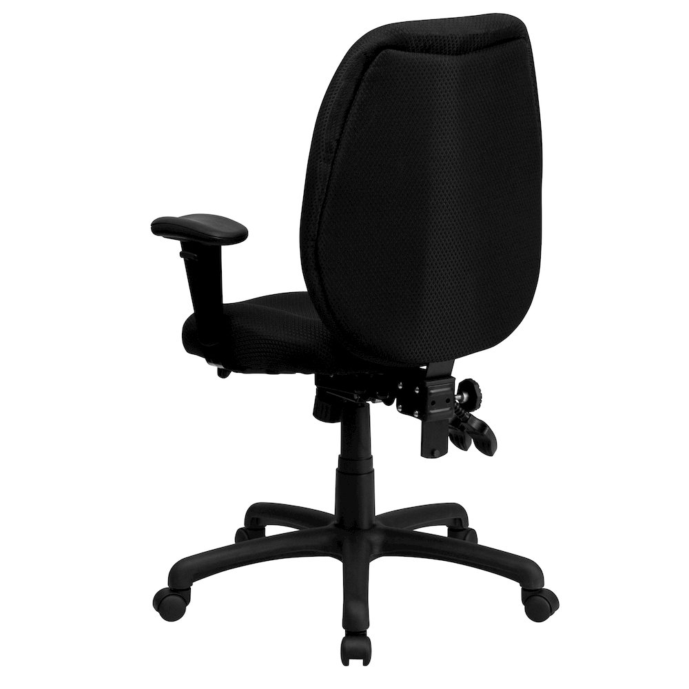 High Back Black Fabric Multifunction Executive Swivel Office Chair. Picture 7