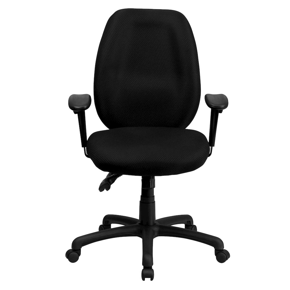High Back Black Fabric Multifunction Executive Swivel Office Chair. Picture 10