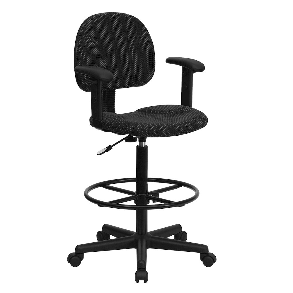 Black Fabric Drafting Chair (Cylinders: 22.5''-27''H or 26''-30.5''H). Picture 1