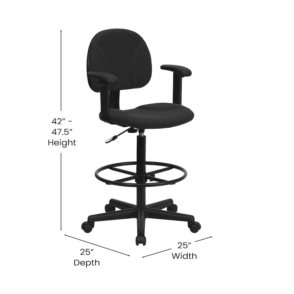 Black Fabric Drafting Chair (Cylinders: 22.5''-27''H or 26''-30.5''H). Picture 5