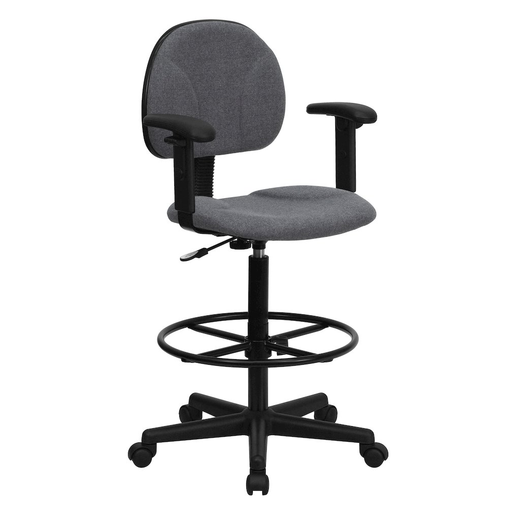 Gray Fabric Drafting Chair (Cylinders: 22.5''-27''H or 26''-30.5''H). Picture 1