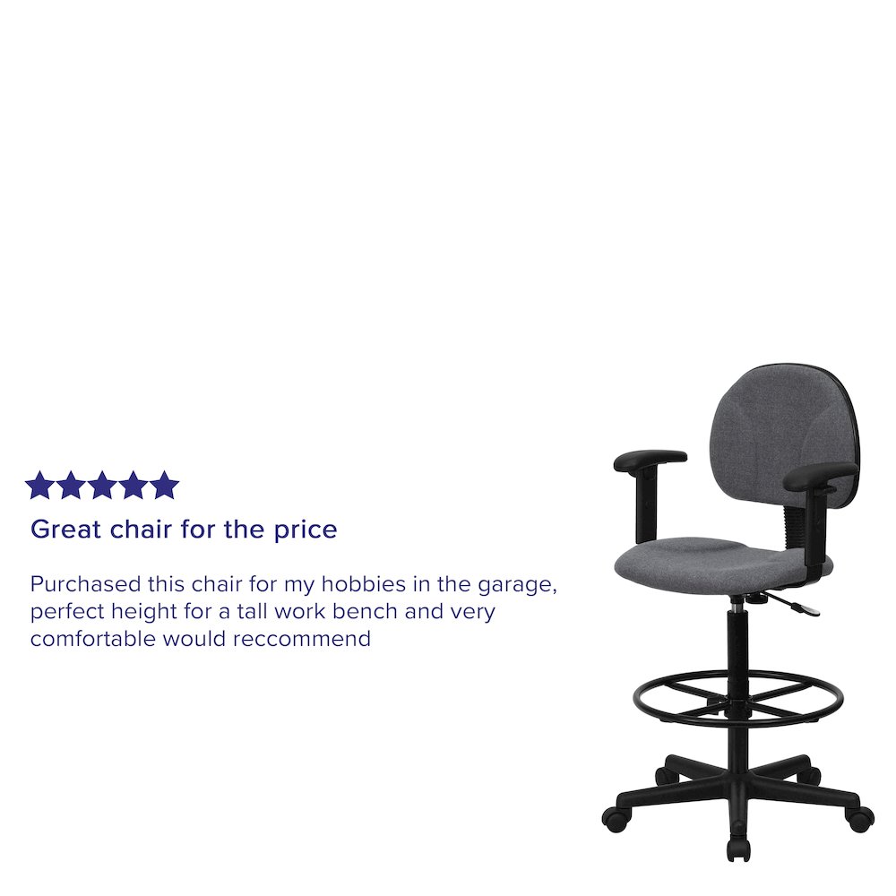 Gray Fabric Drafting Chair (Cylinders: 22.5''-27''H or 26''-30.5''H). Picture 4
