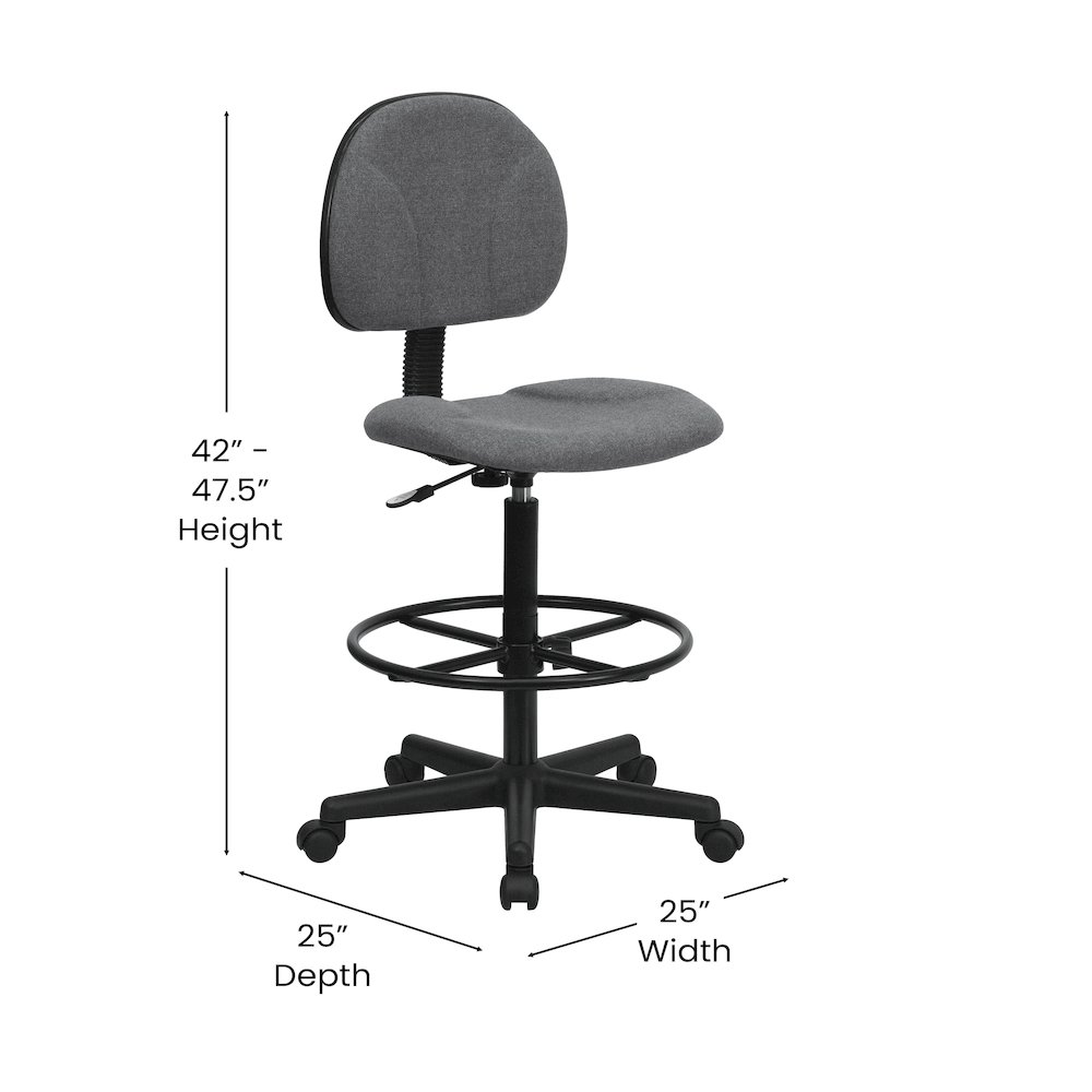 Gray Fabric Drafting Chair (Cylinders: 22.5''-27''H or 26''-30.5''H). Picture 6