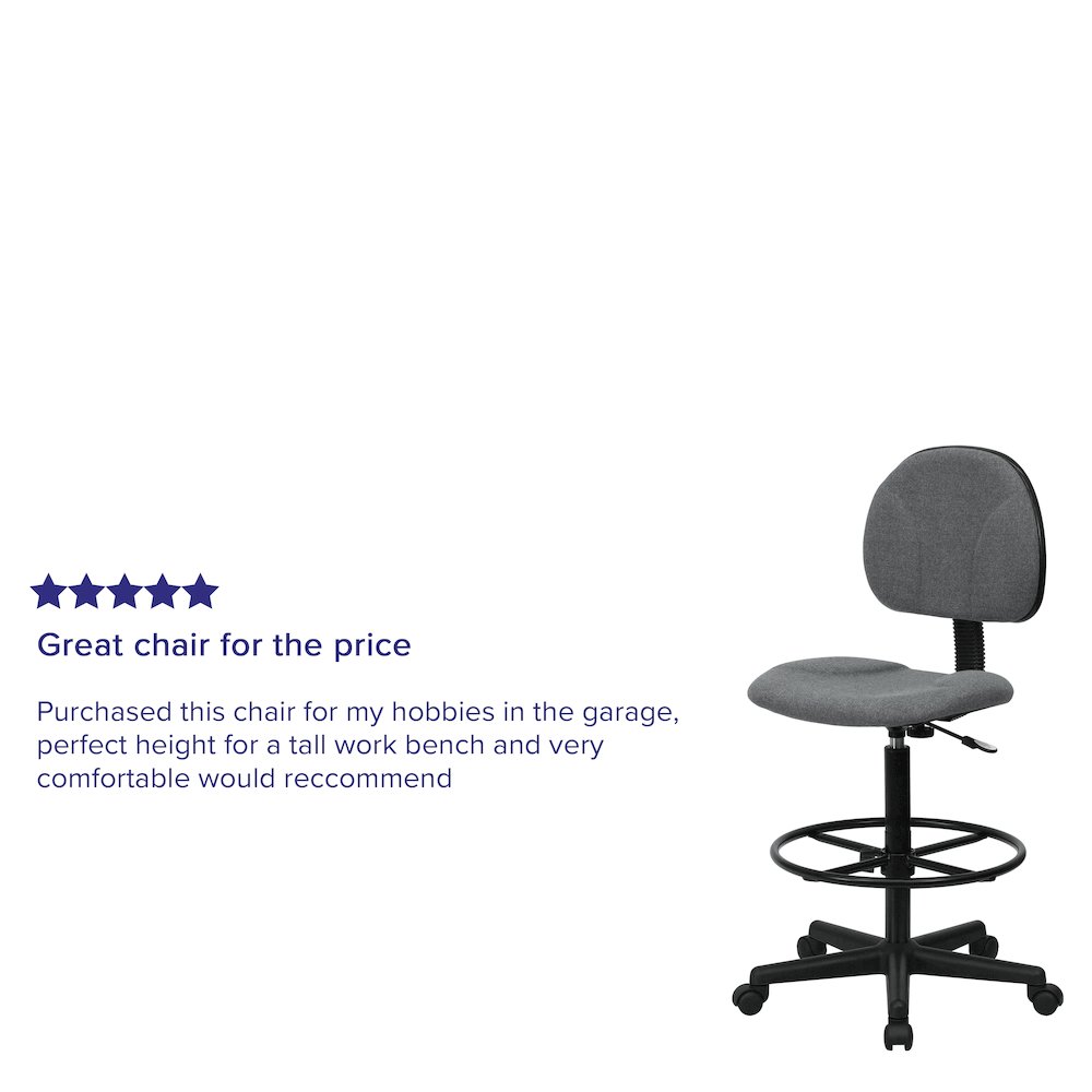 Gray Fabric Drafting Chair (Cylinders: 22.5''-27''H or 26''-30.5''H). Picture 4