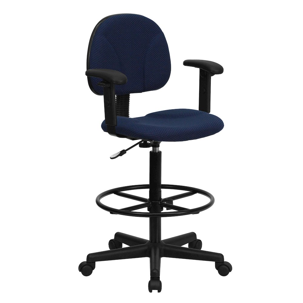 Navy Blue Fabric Drafting Chair (Cylinders: 22.5''-27''H or 26''-30.5''H). Picture 1