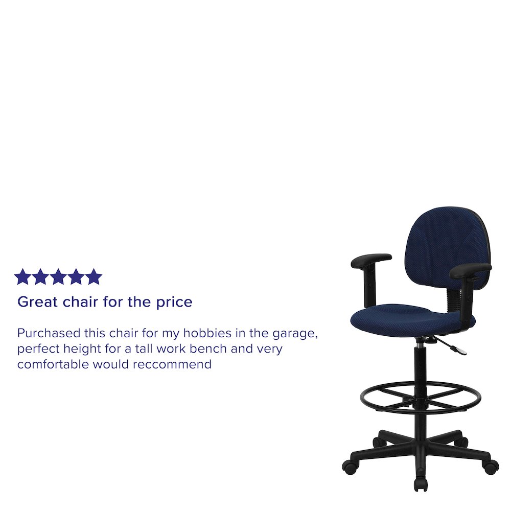 Navy Blue Fabric Drafting Chair (Cylinders: 22.5''-27''H or 26''-30.5''H). Picture 4