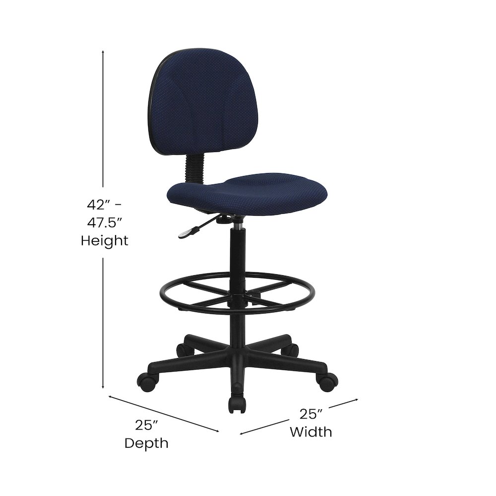 Navy Blue Fabric Drafting Chair (Cylinders: 22.5''-27''H or 26''-30.5''H). Picture 6