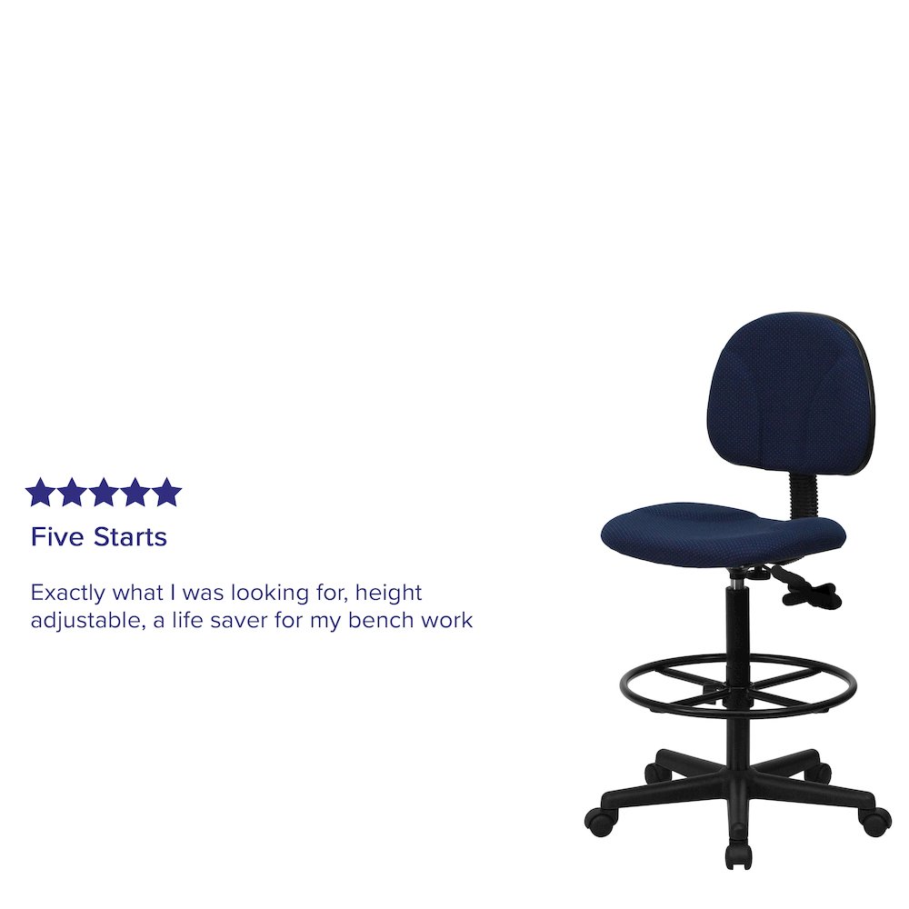 Navy Blue Fabric Drafting Chair (Cylinders: 22.5''-27''H or 26''-30.5''H). Picture 4