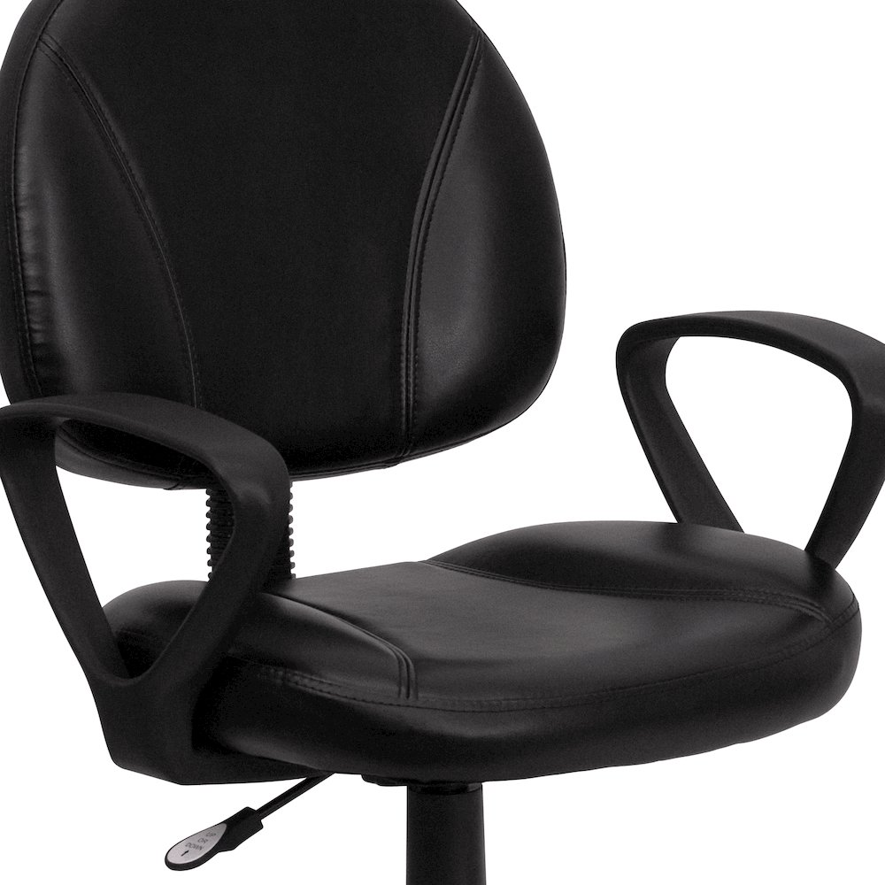 Mid-Back Black Swivel Task Office Chair with Back Depth Adjustment and Arms. Picture 8