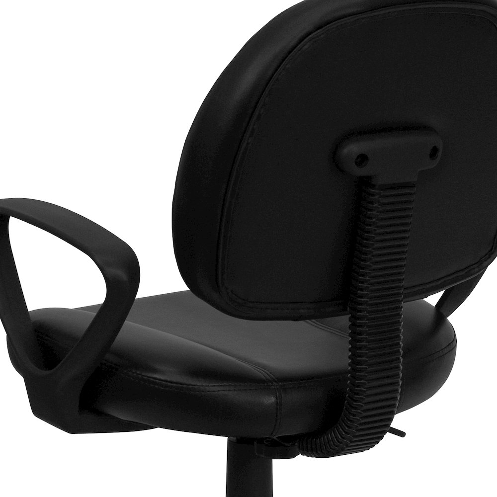 Mid-Back Black Swivel Task Office Chair with Back Depth Adjustment and Arms. Picture 11