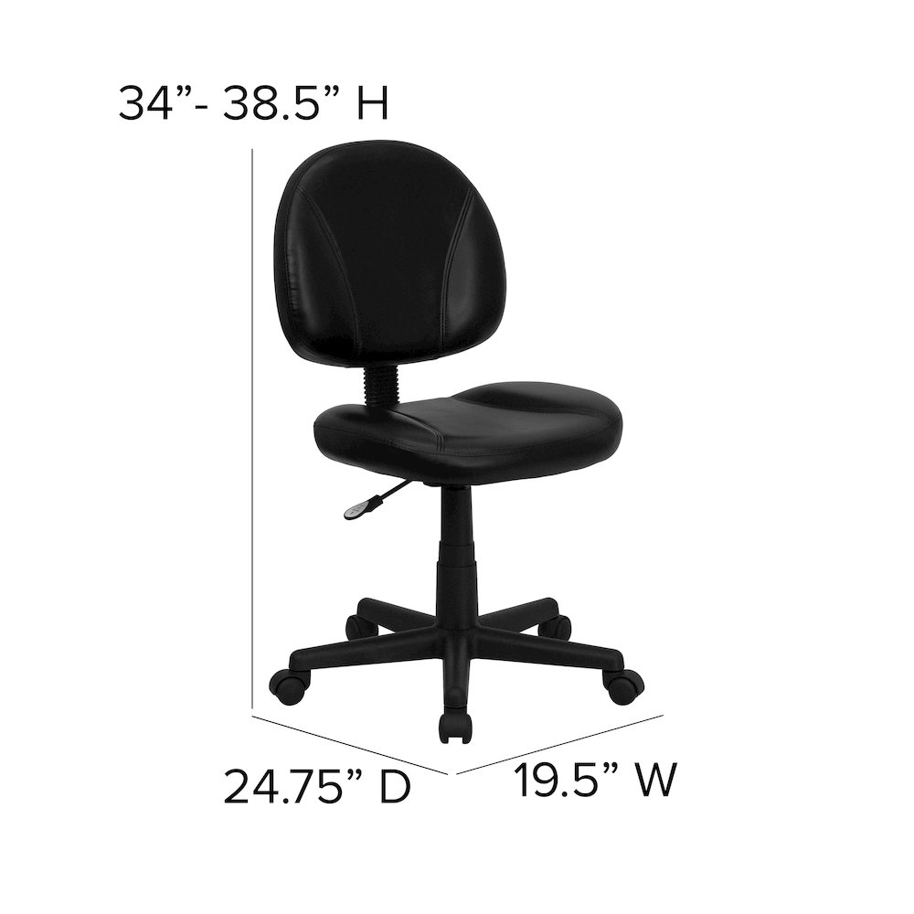 Mid-Back Black Swivel Ergonomic Task Office Chair with Back Depth Adjustment. Picture 7