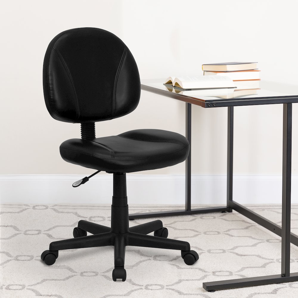 Mid-Back Black Swivel Ergonomic Task Office Chair with Back Depth Adjustment. Picture 2