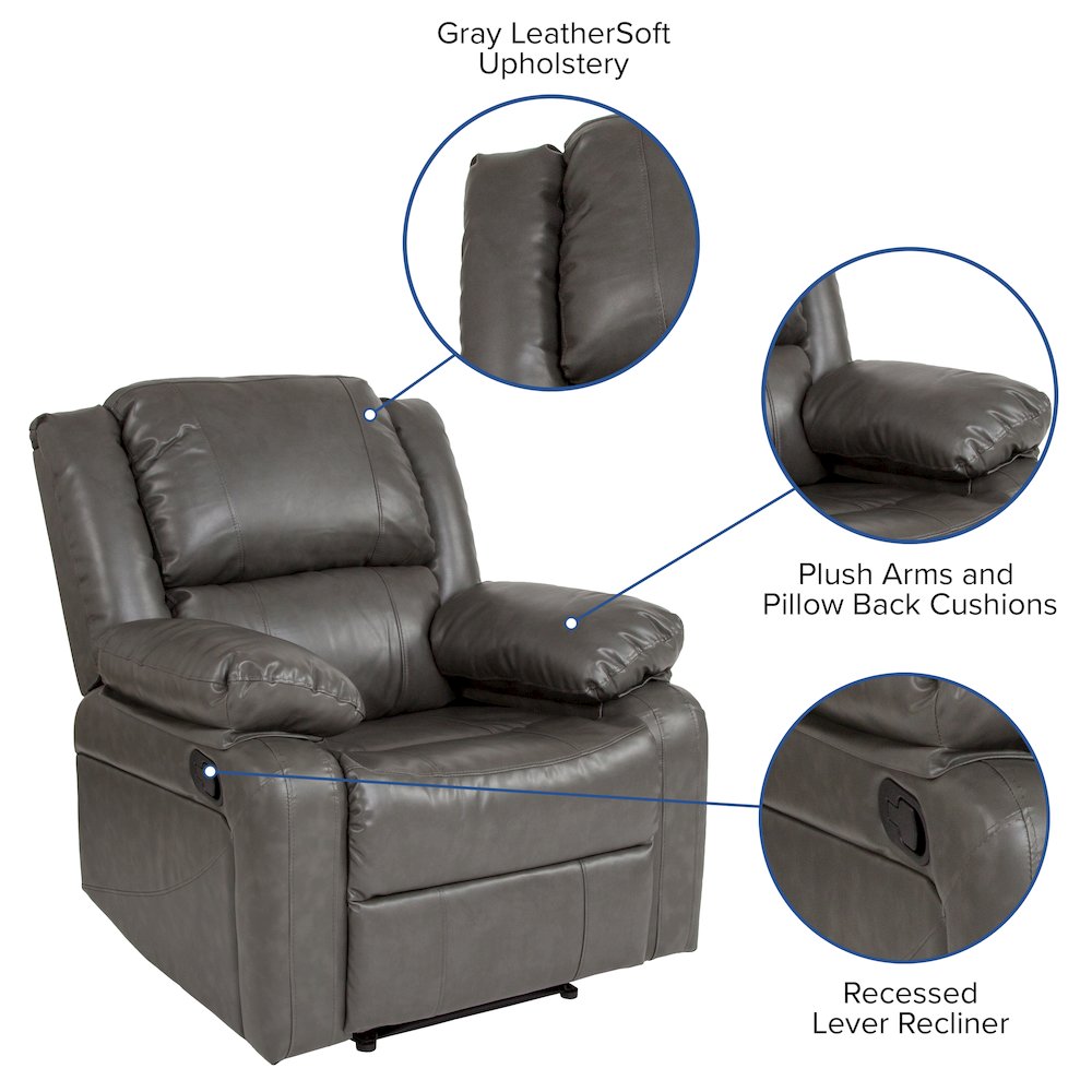 Gray LeatherSoft Recliner. Picture 4
