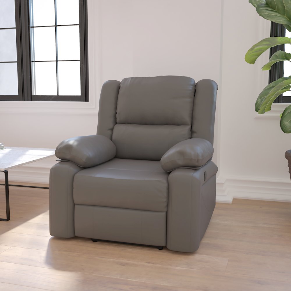 Gray LeatherSoft Recliner. Picture 2