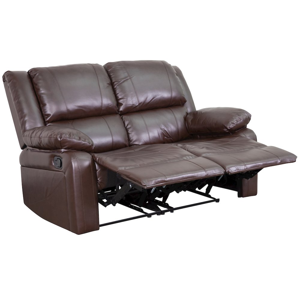 Brown LeatherSoft Loveseat with Two Built-In Recliners. Picture 8