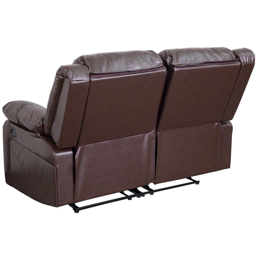 Brown LeatherSoft Loveseat with Two Built-In Recliners. Picture 7