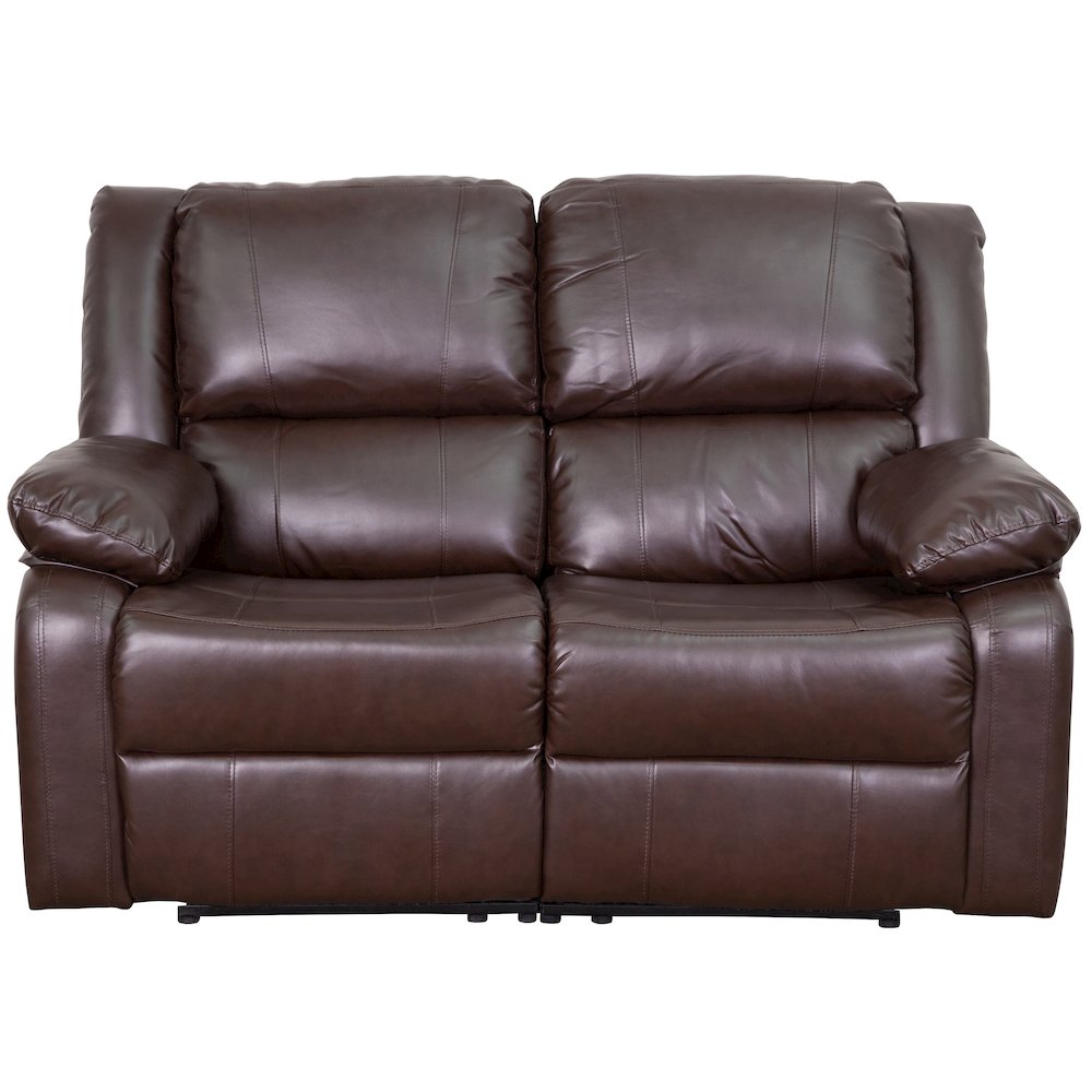 Brown LeatherSoft Loveseat with Two Built-In Recliners. Picture 10