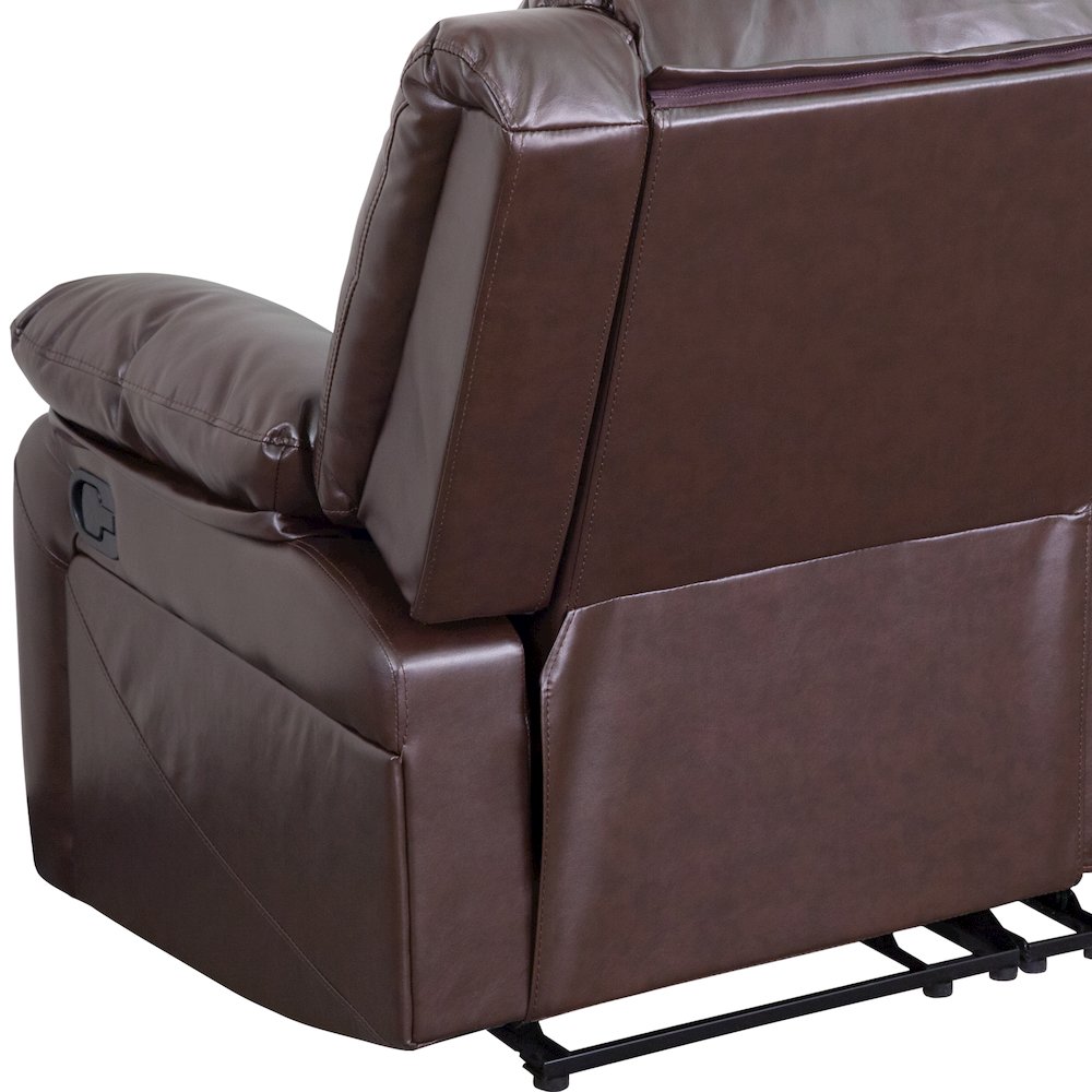 Brown LeatherSoft Loveseat with Two Built-In Recliners. Picture 12