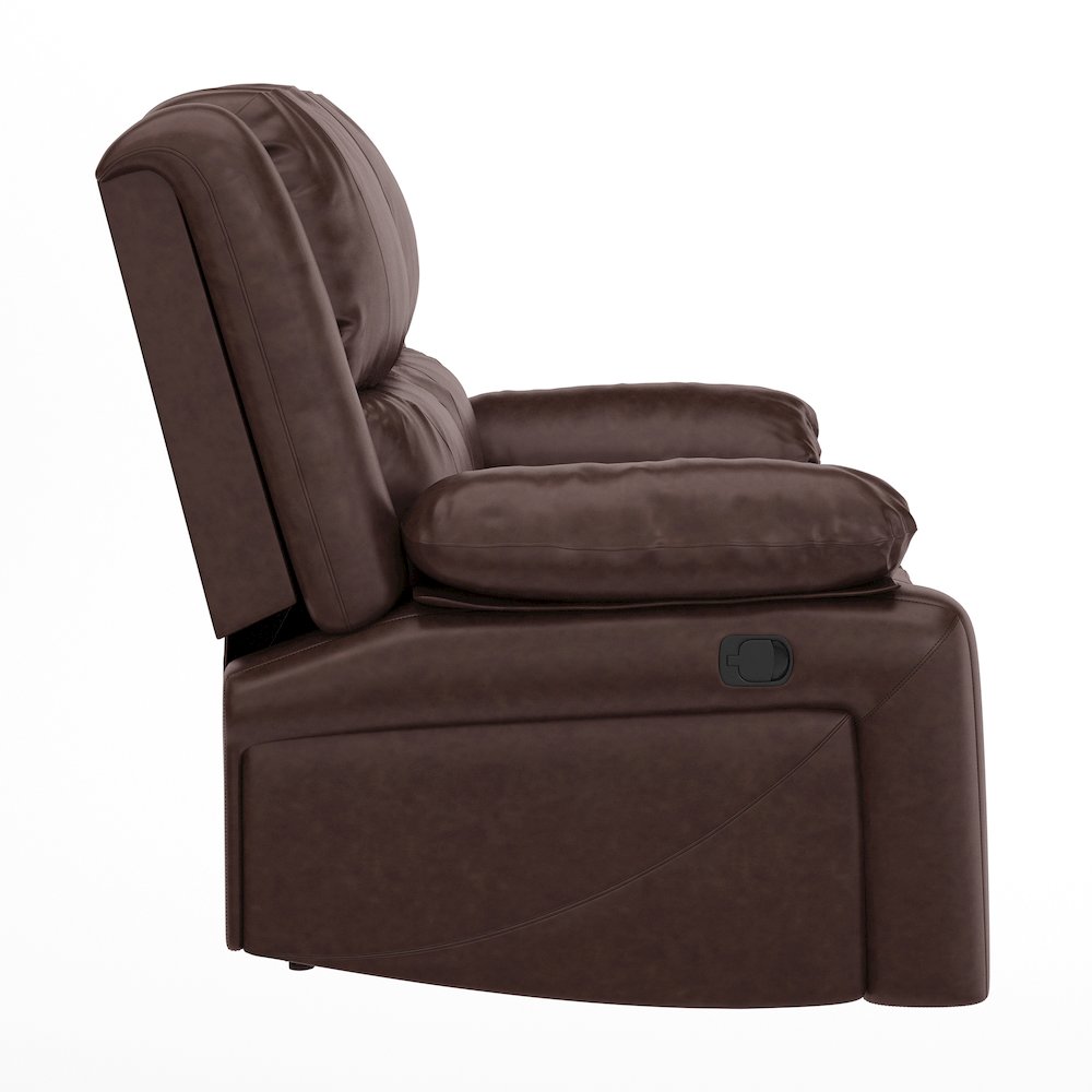 Brown LeatherSoft Loveseat with Two Built-In Recliners. Picture 9