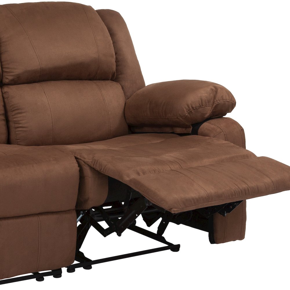 Chocolate Brown Microfiber Loveseat with Two Built-In Recliners. Picture 9