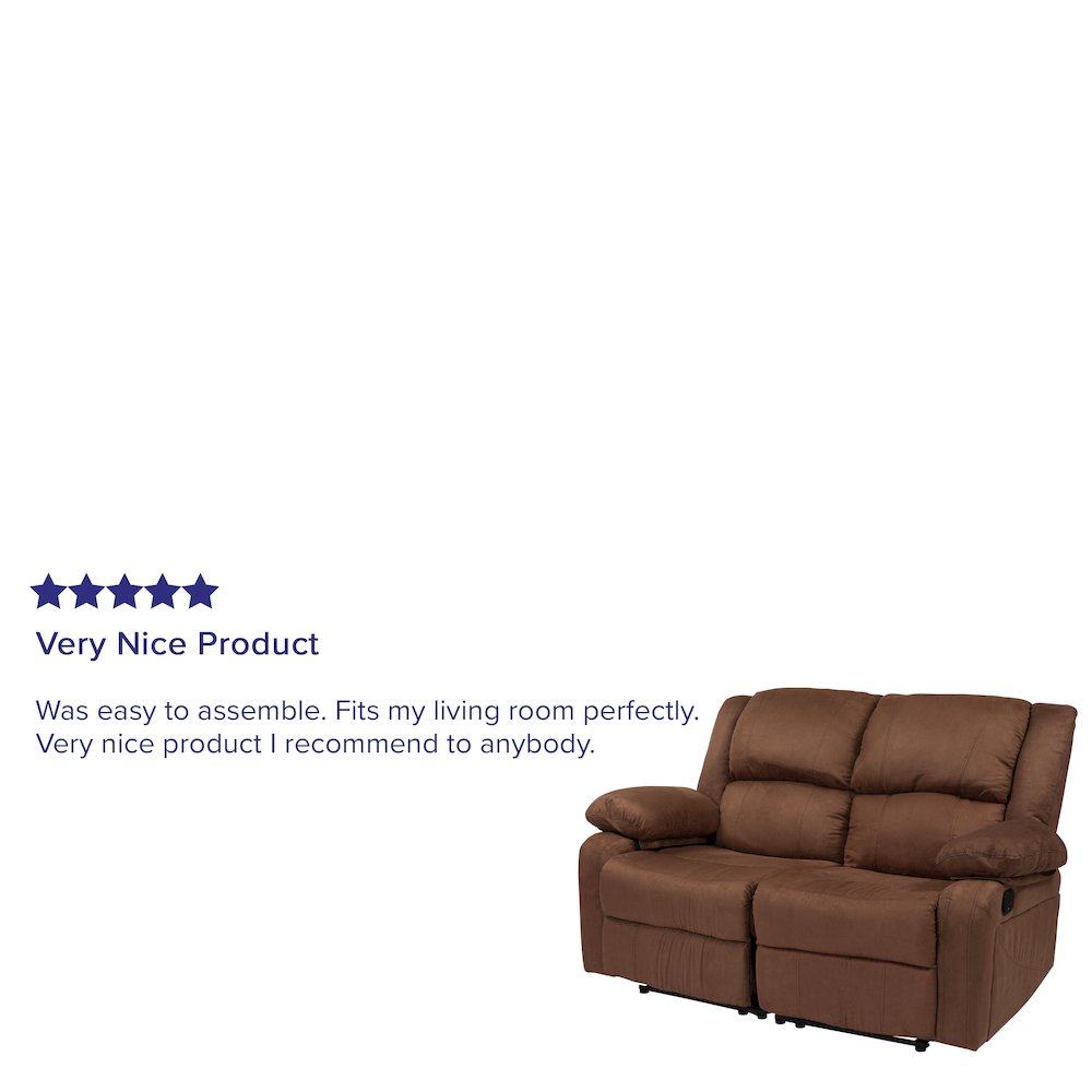 Chocolate Brown Microfiber Loveseat with Two Built-In Recliners. Picture 4