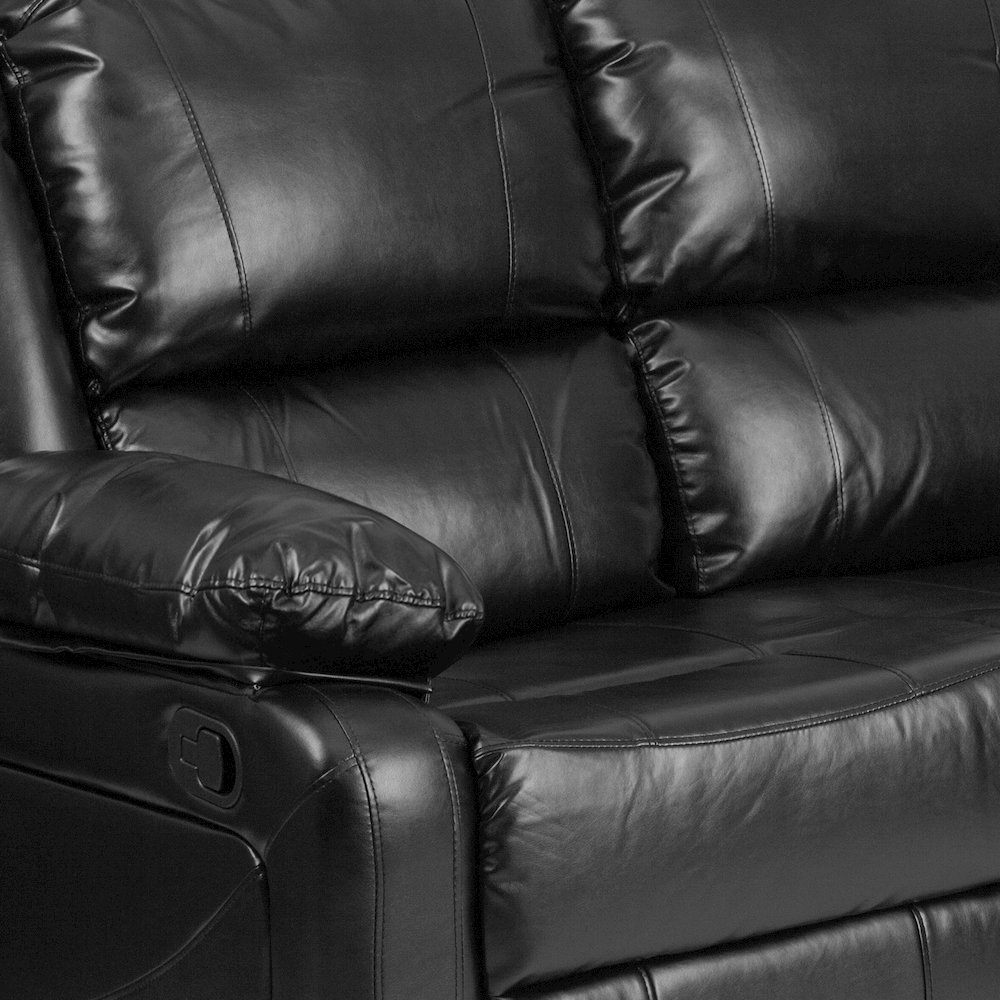 Black LeatherSoft Loveseat with Two Built-In Recliners. Picture 11